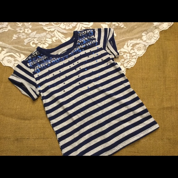 Girls navy and gray striped shirt - Picture 1 of 1